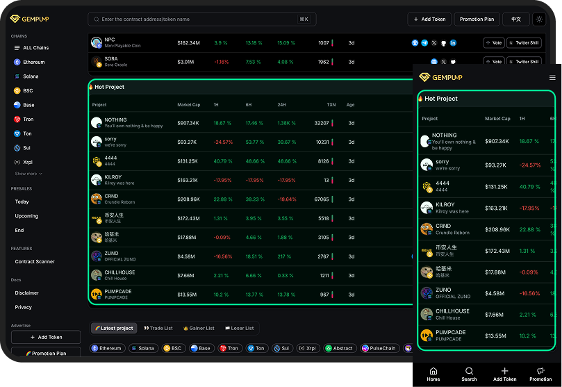 Gempump - Discover Gem Tokens